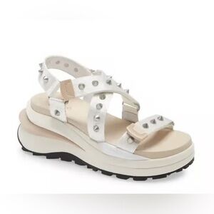 ASH Sunny Studded Wedge Sandal in White Size 40, 10